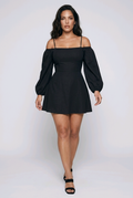Robe noire élégante NA-KD épaules dénudées manches longues taille XS