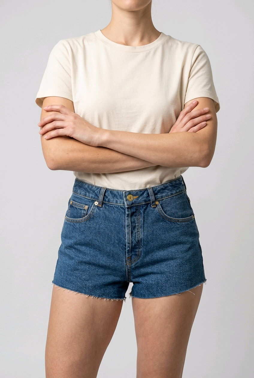 Short en jean femme NA-KD bleu taille haute – Taille 36