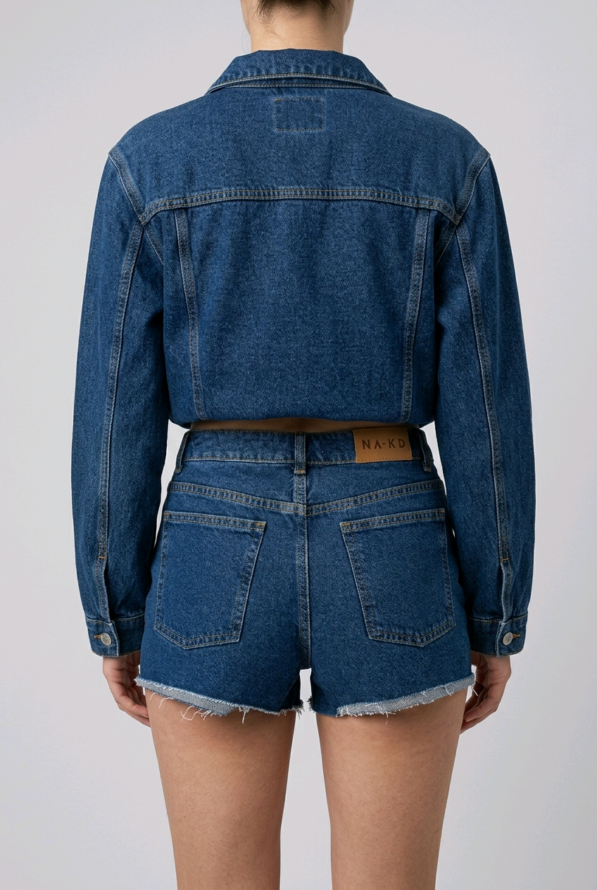 Short en jean femme NA-KD bleu taille haute – Taille 36