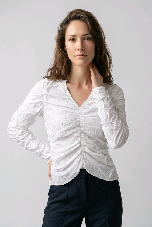 Blouse blanche froncée NA-KD – Taille XS