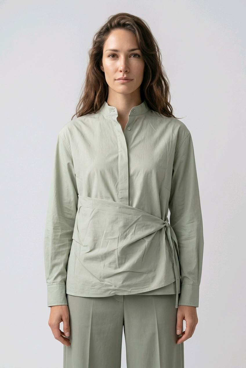 Chemise cache-cœur vert sauge NA-KD – Taille M