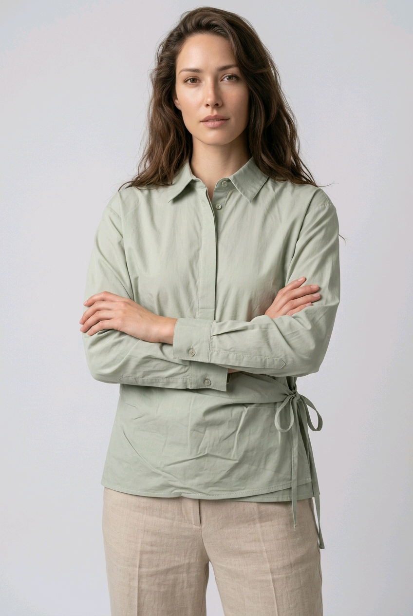 Chemise cache-cœur vert sauge NA-KD – Taille M