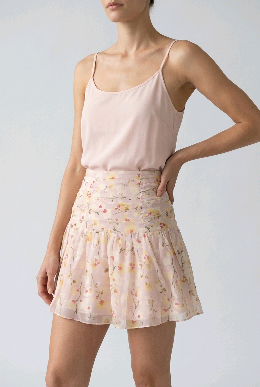 Jupe courte fleurie femme NA-KD – Taille 36 – Jupe rose élégante