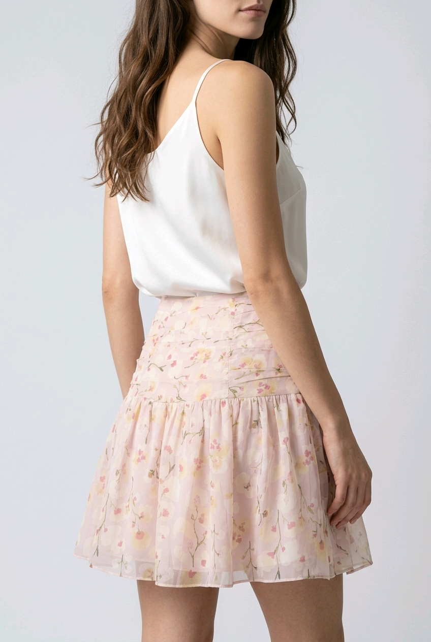 Jupe courte fleurie femme NA-KD – Taille 36 – Jupe rose élégante