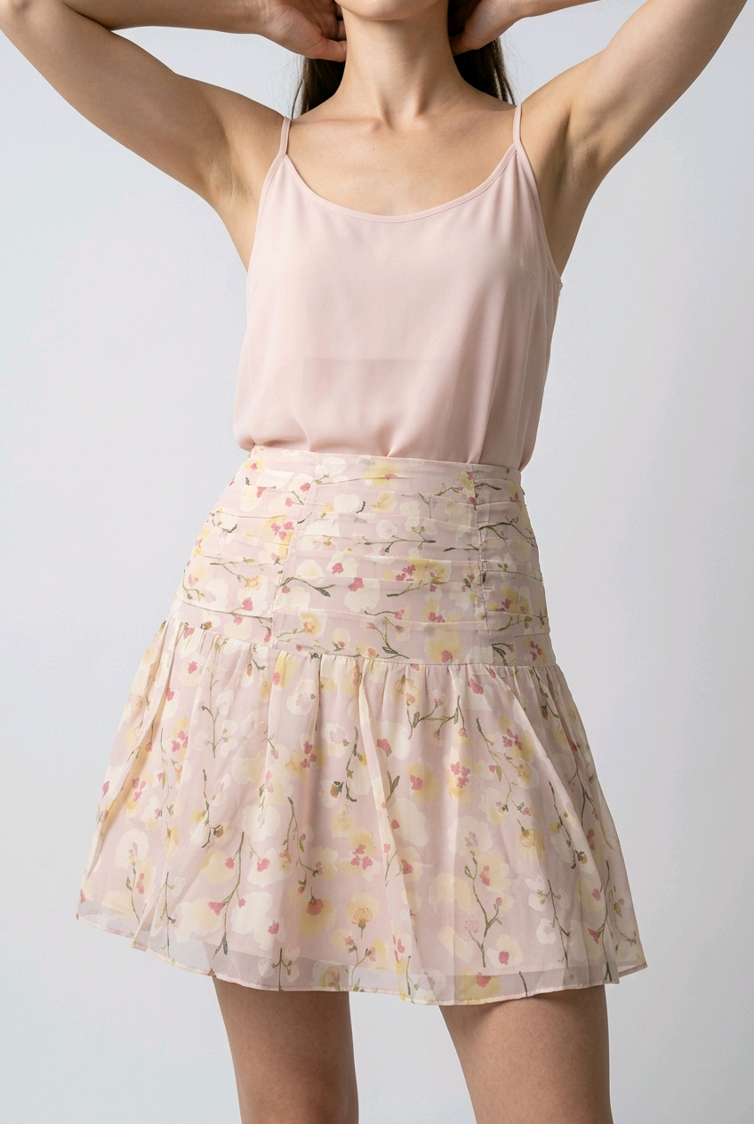 Jupe courte fleurie femme NA-KD – Taille 36 – Jupe rose élégante