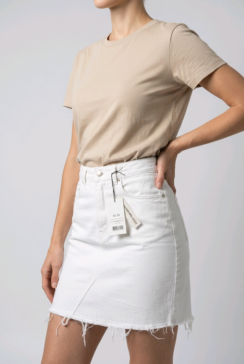 Jupe en jean blanche femme NA-KD – Taille 34 – Jupe courte tendance