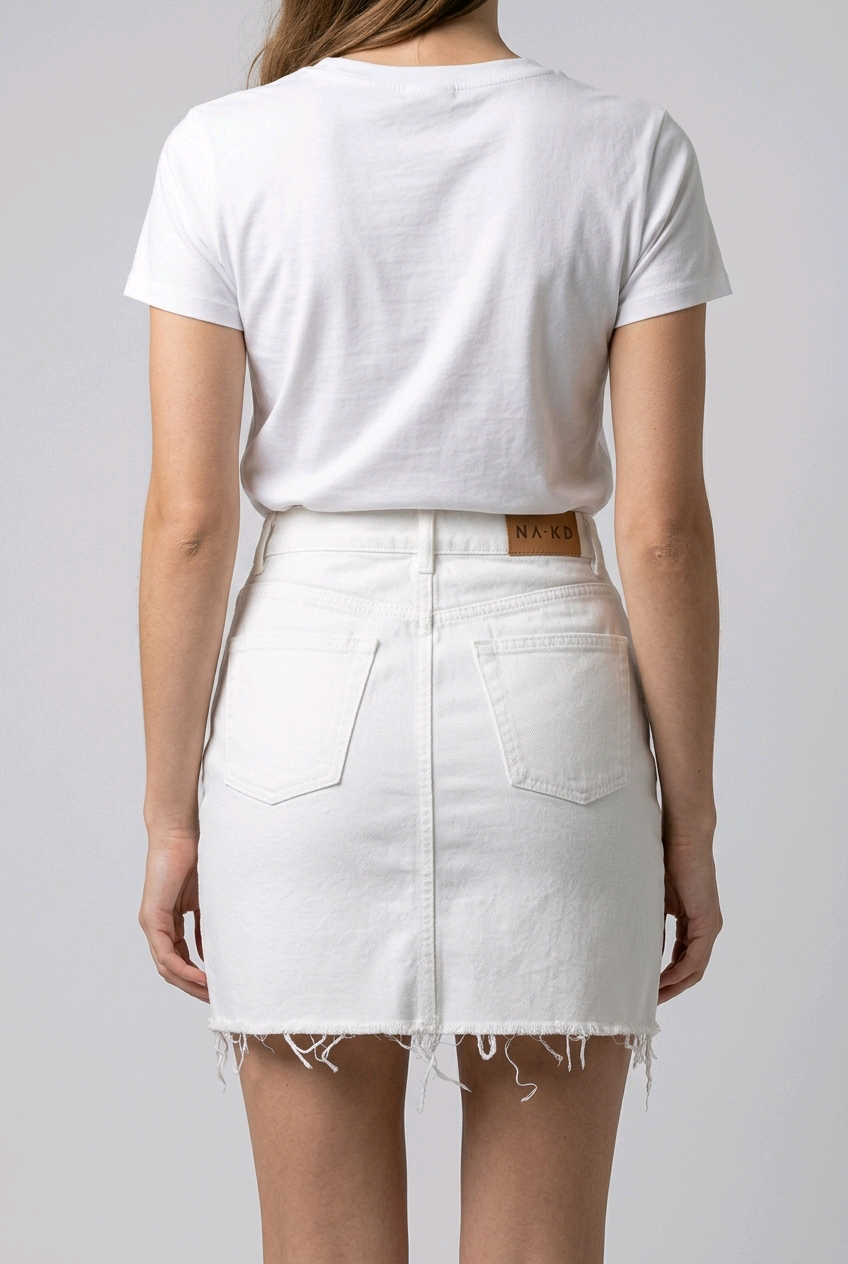 Jupe en jean blanche femme NA-KD – Taille 34 – Jupe courte tendance