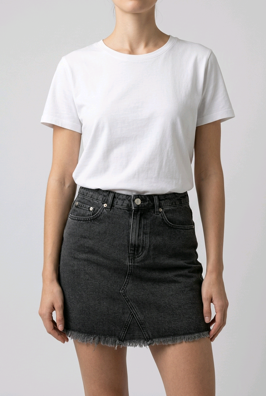 Jupe en jean noire femme NA-KD – Taille 36 – Jupe courte denim tendance