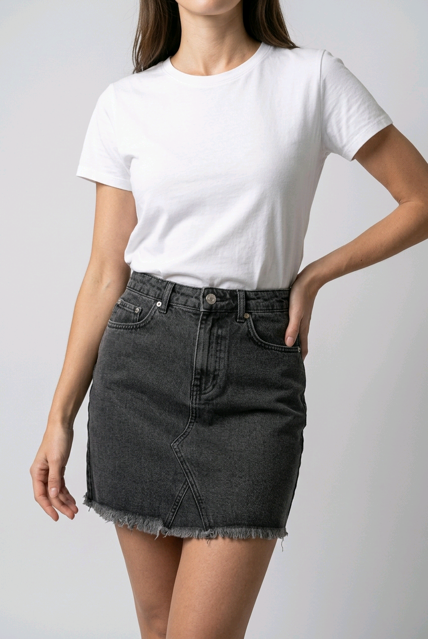 Jupe en jean noire femme NA-KD – Taille 36 – Jupe courte denim tendance