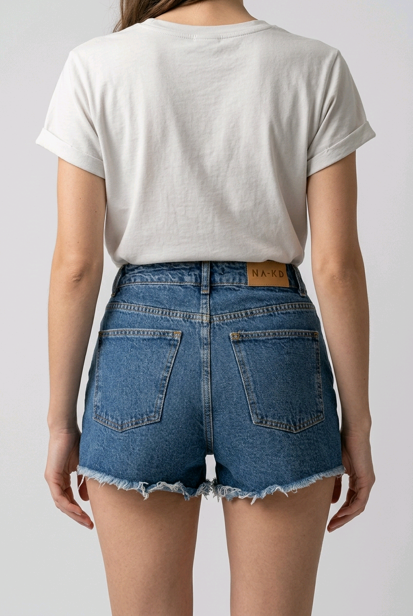 Short en jean femme NA-KD – Taille 34 – Denim bleu tendance