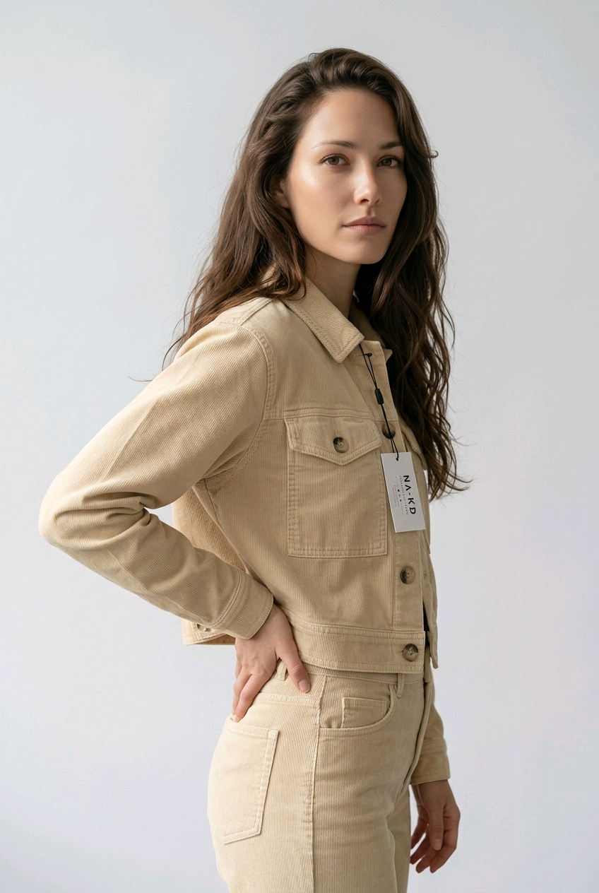 Veste femme beige NA-KD – Taille 32 – Veste courte élégante