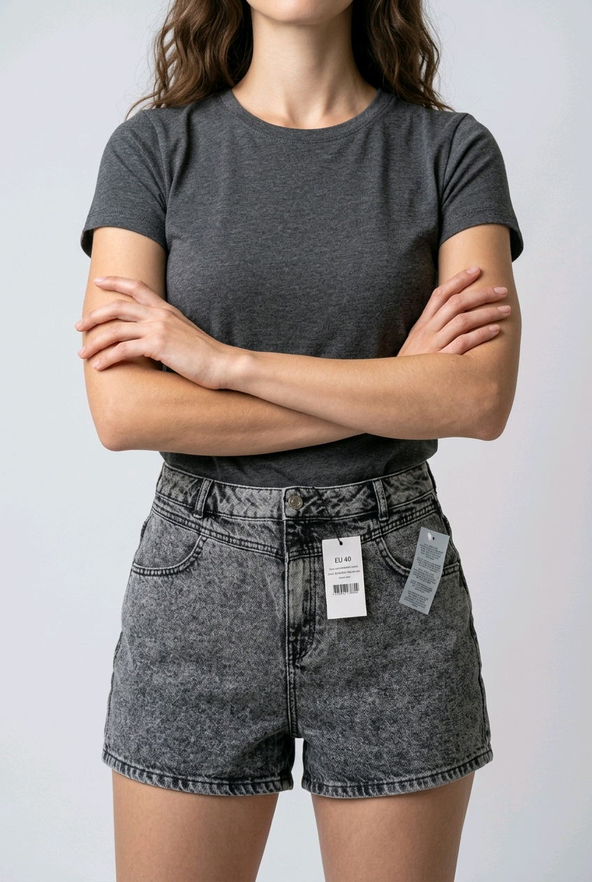Short Jean Femme Gris Délavé NA-KD Taille 40 Tendance