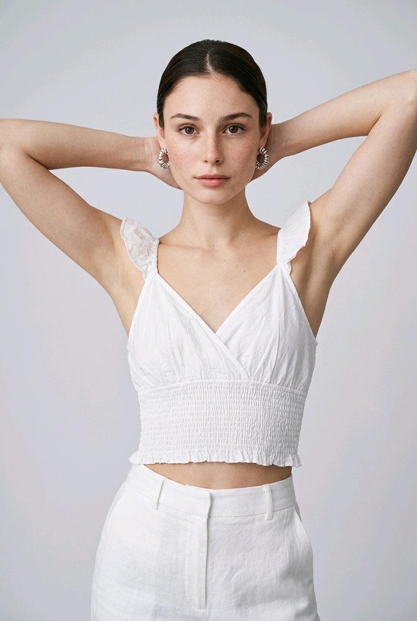 Top blanc femme NA-KD – Taille 38 – Crop Top élégant à bretelles