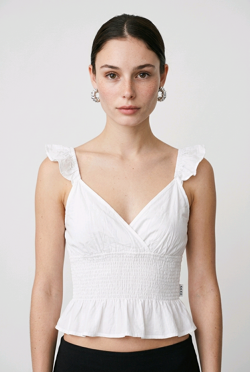 Top blanc femme NA-KD – Taille 38 – Crop Top élégant à bretelles