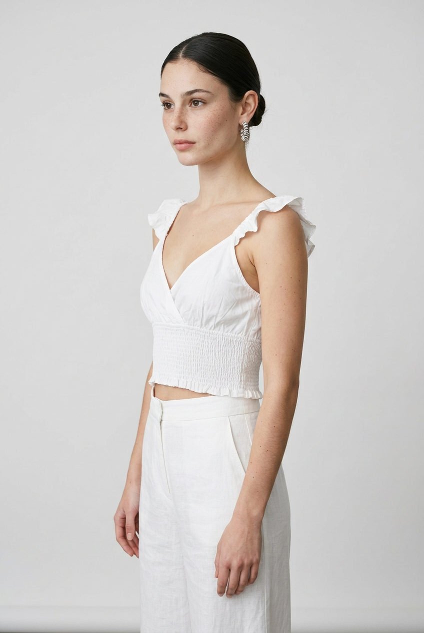 Top blanc femme NA-KD – Taille 38 – Crop Top élégant à bretelles