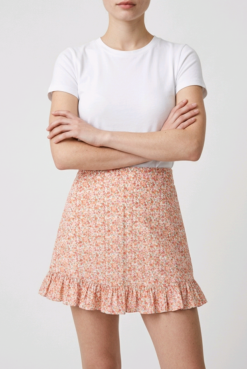 Jupe courte fleurie femme NA-KD – Taille 36 – Jupe rose élégante