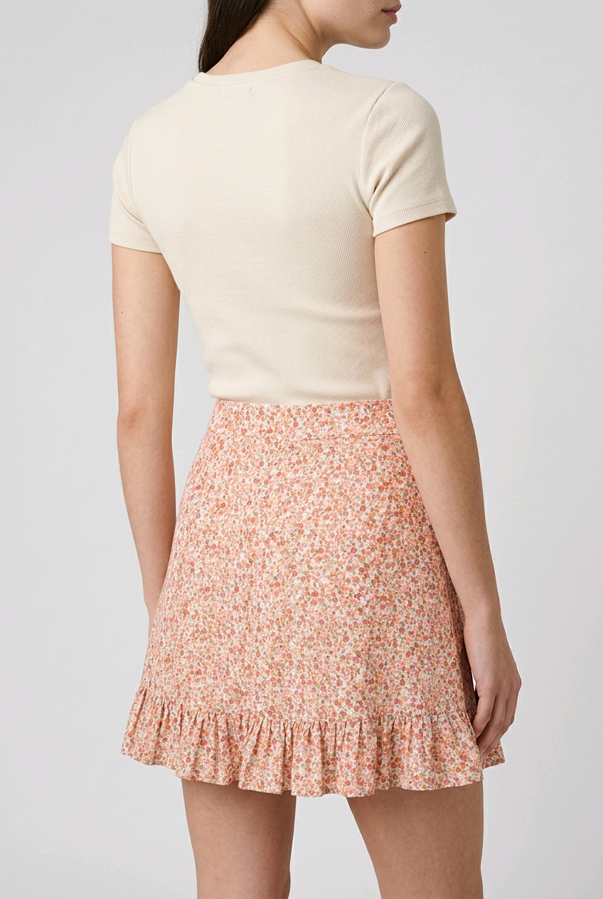 Jupe courte fleurie femme NA-KD – Taille 36 – Jupe rose élégante
