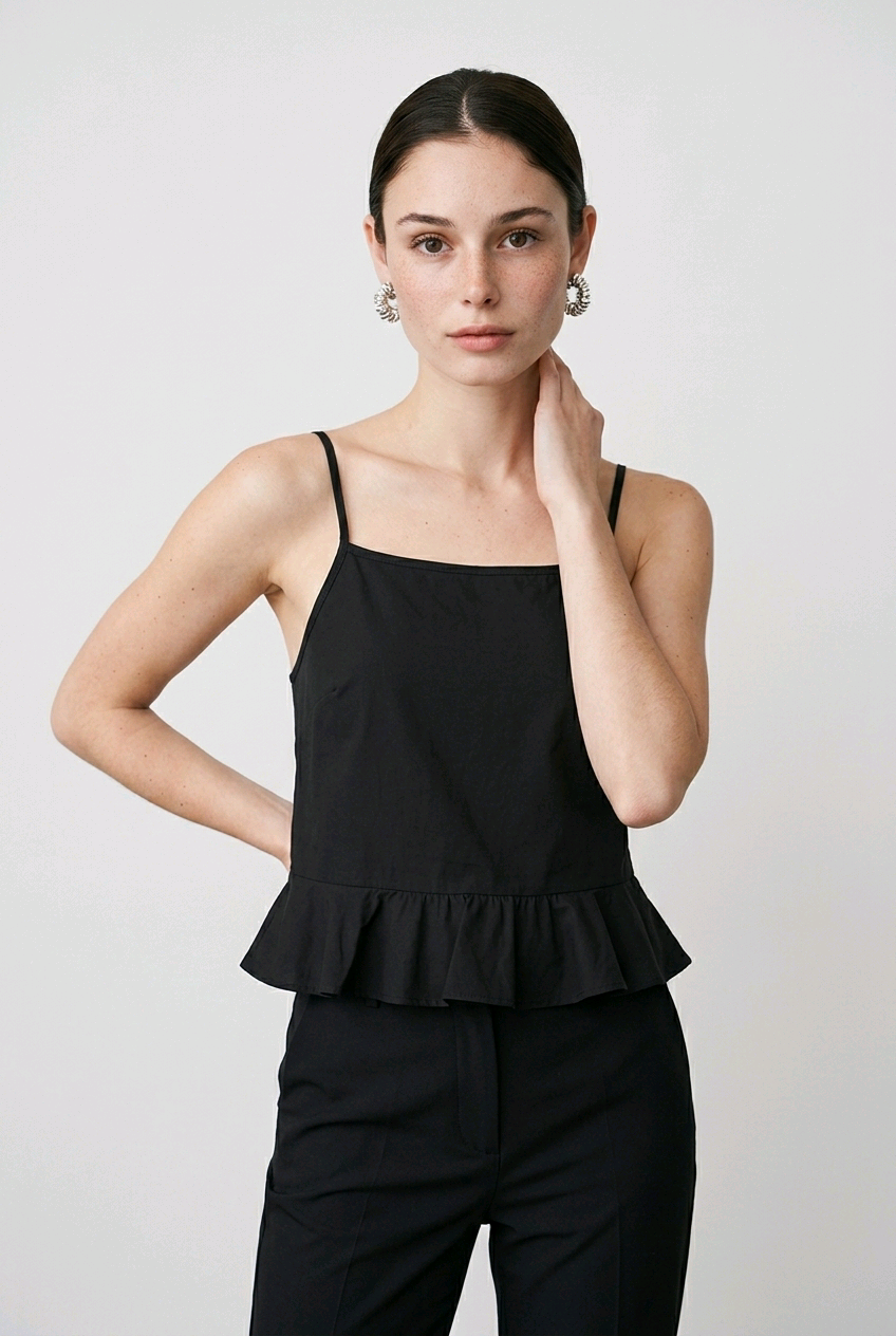 Top femme noir élégant NA-KD à fines bretelles – Taille 36