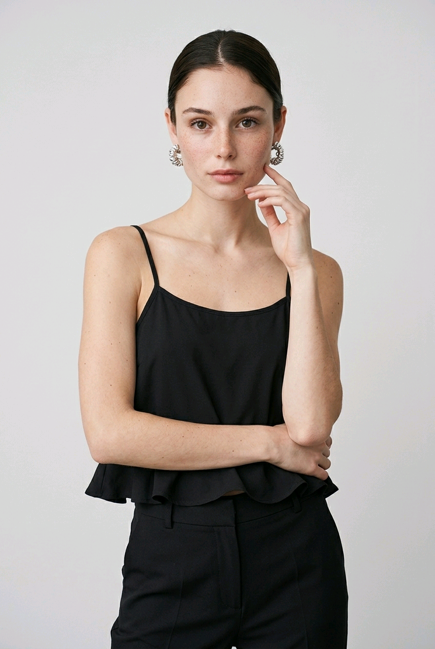 Top femme noir élégant NA-KD à fines bretelles – Taille 36