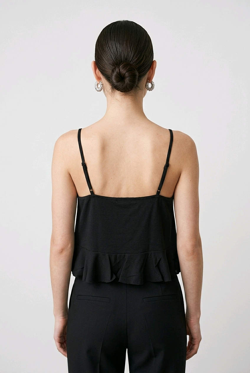 Top femme noir élégant NA-KD à fines bretelles – Taille 36