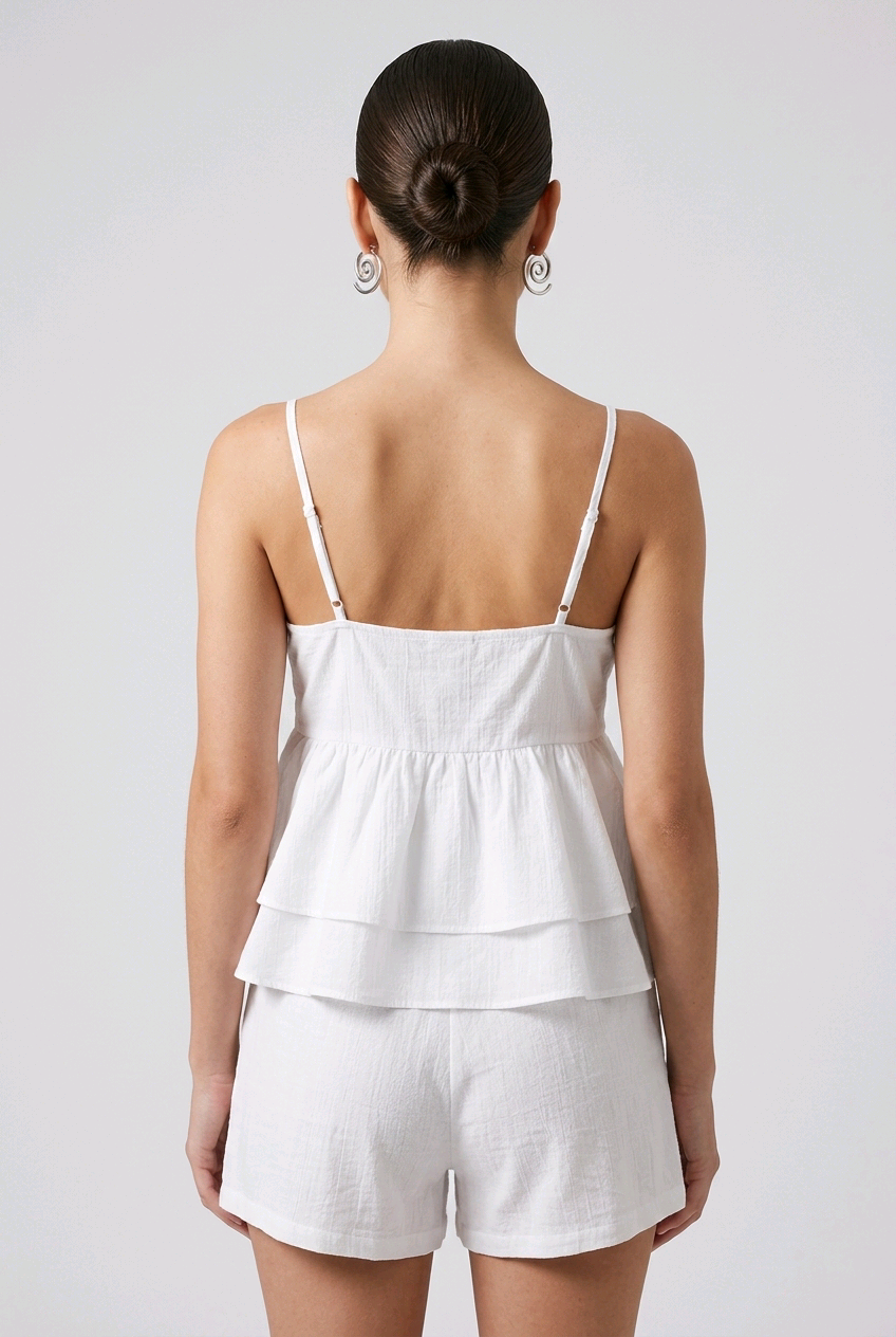 Top blanc femme à fines bretelles avec nœud – NA-KD – Taille 34