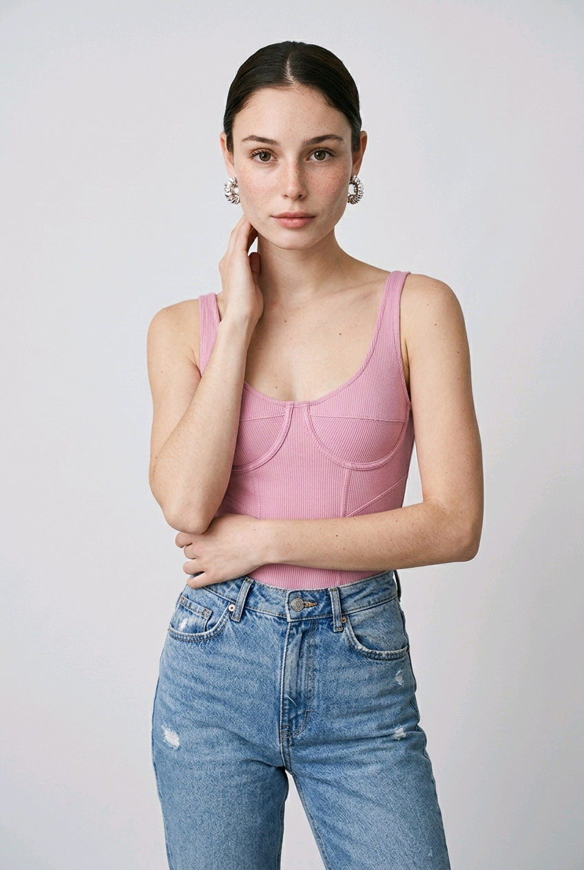 Body femme côtelé NA-KD rose – Taille S